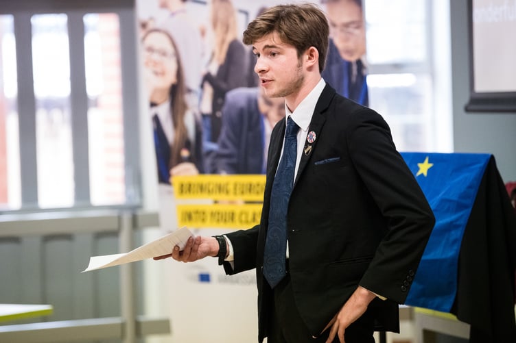 One of the Student Ambassadors speaking at Queen Elizabeth’s School.