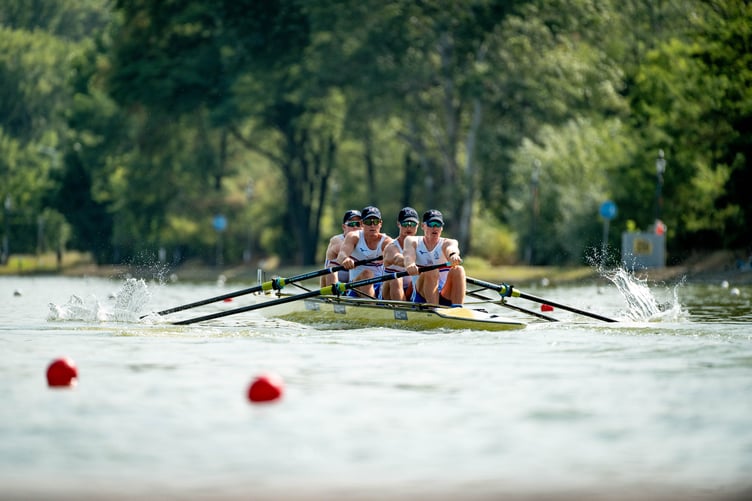 Iwan Hadfield stroking the GB four