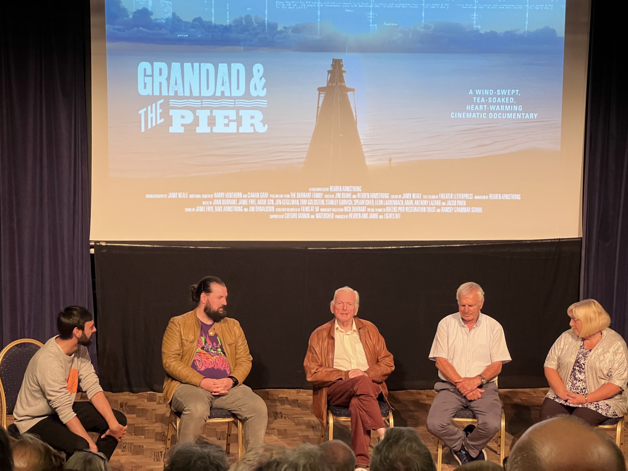 Director and some of the cast of 'Grandad and the Pier'