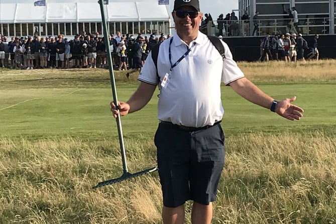 Alton Golf Club greenkeeper Darren Miller raked the bunkers at The Open