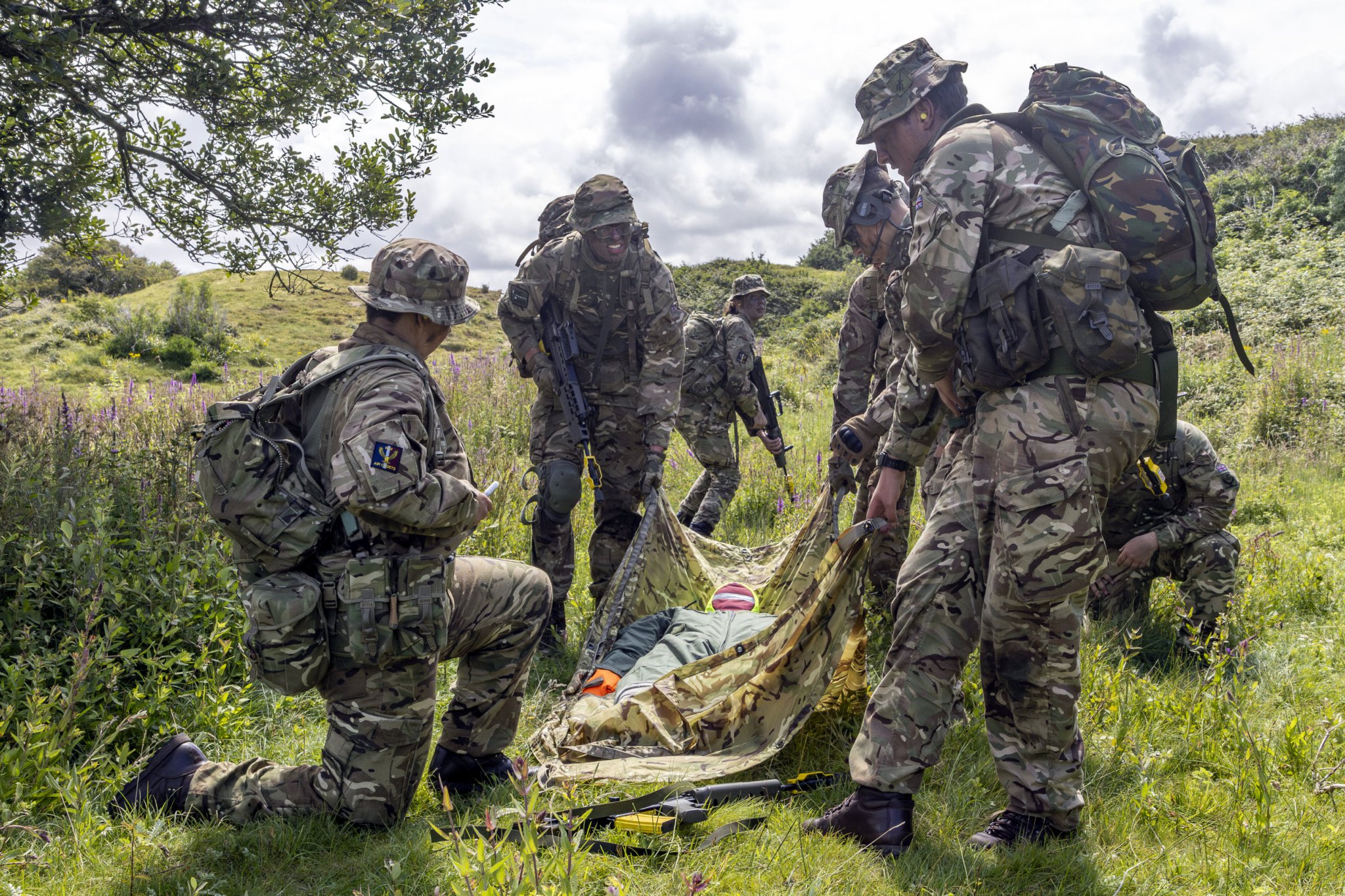 Around 40 RAF air cadets have taken part in exercise Pagan Warrior on Penhale training area near RAF St Mawgan, Cornwall.
The exercise develops their leadership and fieldcraft expertise across a range of scenarios over 5 days. The exercise receives support from many RAF cadet adult volunteers and regular personnel.
