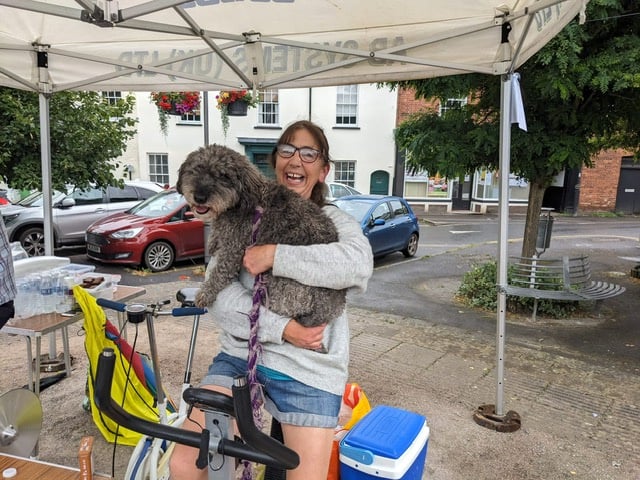 Some of the Connect schools work team and volunteers during the 12-hour cycle challenge in Crediton Town Square.