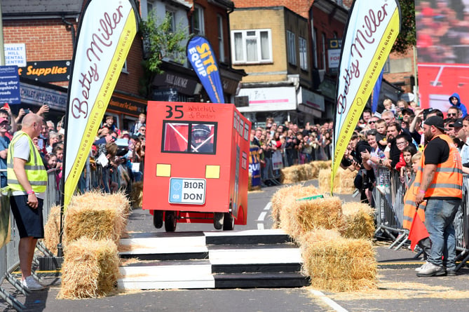 BORDON SOAPBOXBORDON, HAMPSHIREENGLAND23rd JULY 2023On Sunday 23rd July 2023 Whitehill & Bordon in Hampshire was transformed into the ultimate community driven soapbox spectacle, the official Bordon Soapbox DerbyWith the main road through the town closed to  traffic the hundreds of spectators were able to walk around the attractions that had been put in place in the early hours of Sunday before gathering many deep on Chalet Hill to watch the 'soapbox racers' take on the challenge to be the fastest competitor to get to the Finish Line ! Some of the racers were quick, some were slow, and some driver's after having spectacular spills were permitted to run to the Finish Line as long as they were carrying 'any part of their soapbox' ! (Photo by Malcolm Wells) Standard reproduction rates apply, contact Malcolm Wells to arrange payment - Mobile: 07802-217-569 malcolmrichardwells@gmail.com