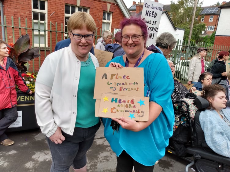 Kate Bass (left) said she has missed friends since the centre closed. She is pictured with Jenny Powell.