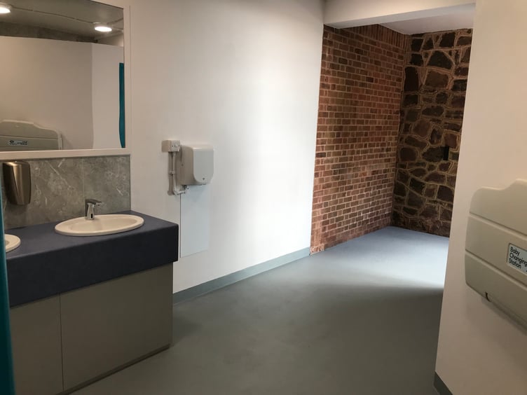 Inside the refurbished Quay West public toilets, in Minehead.