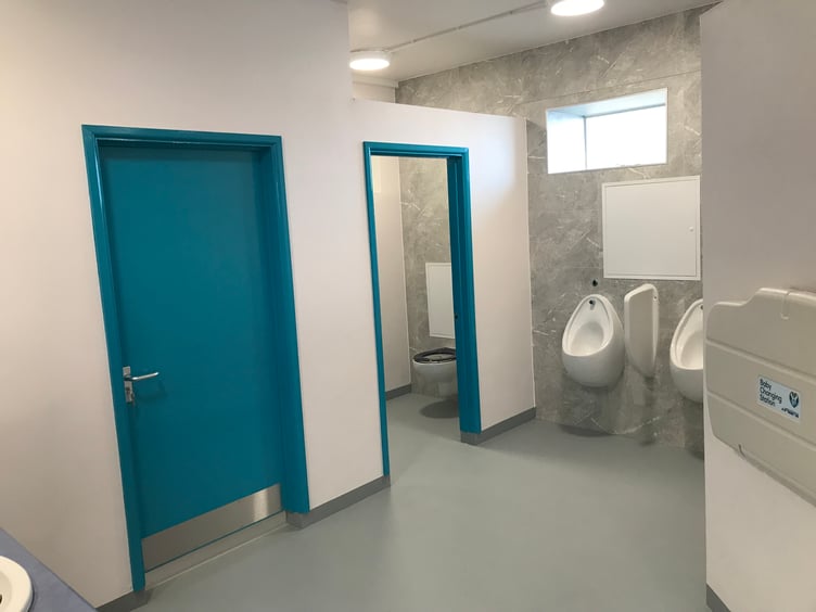 The men's toilet in the refurbished Quay West public conveniences block in Minehead.