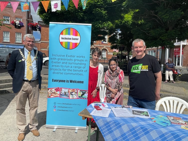 The Inclusive Exeter stall at the 2022 Festival with Cllr Hall, left. AQ 1082