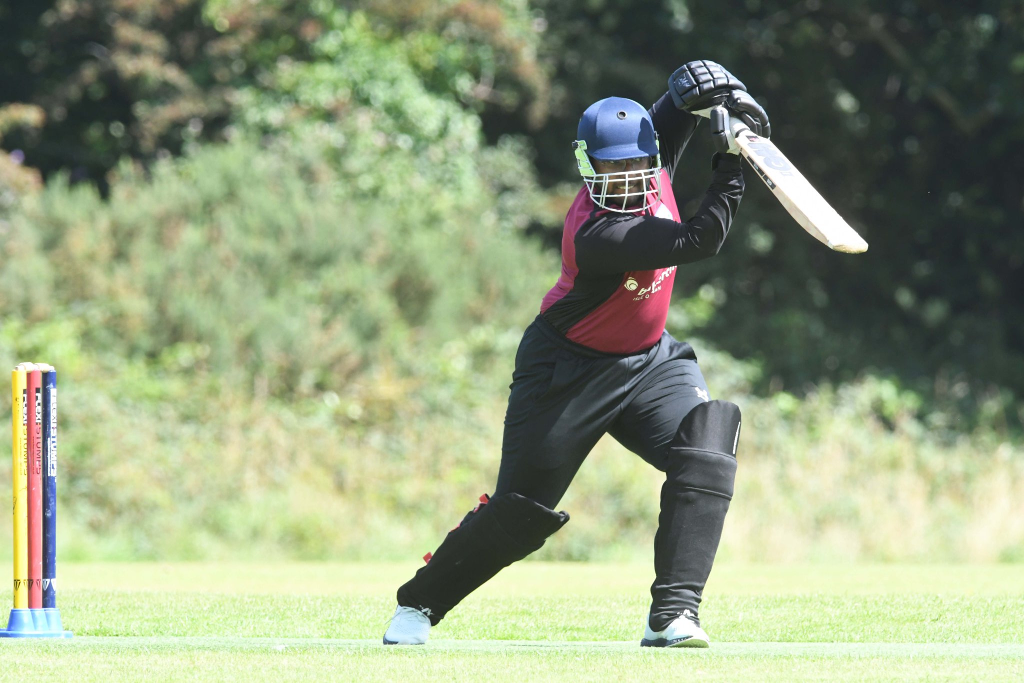Hari Radhakrishnan in action for Cronkbourne against the league leaders on Saturday. He scored 32 runs from 33 balls (DK230729 (7))