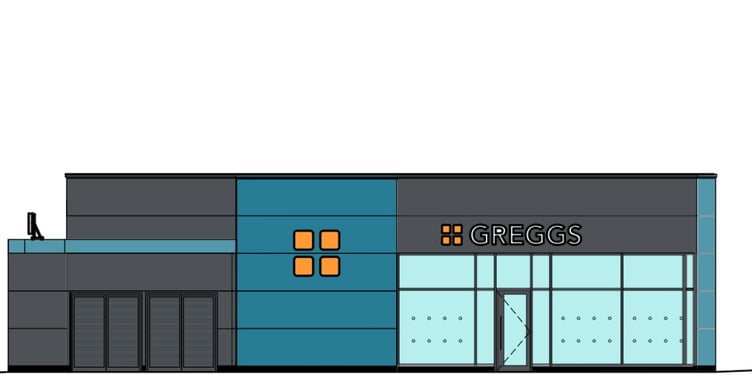 A drawing of the proposed Greggs building