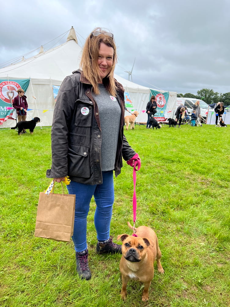 Jenny Flannery from Calstock is pictured here with her staffy dog ‘Betty’. The pair had just come third in the prettiest bitch class in the dog show