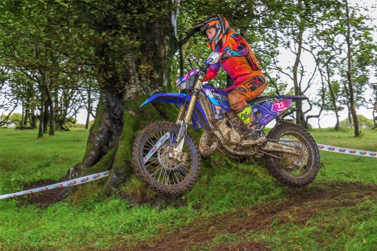 Overall female Delun Davies takes to the air on her Yamaha