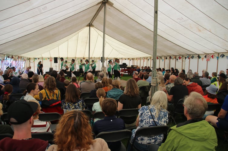 A busy marquee at the Dartmoor Folk Festival.  AQ 2019