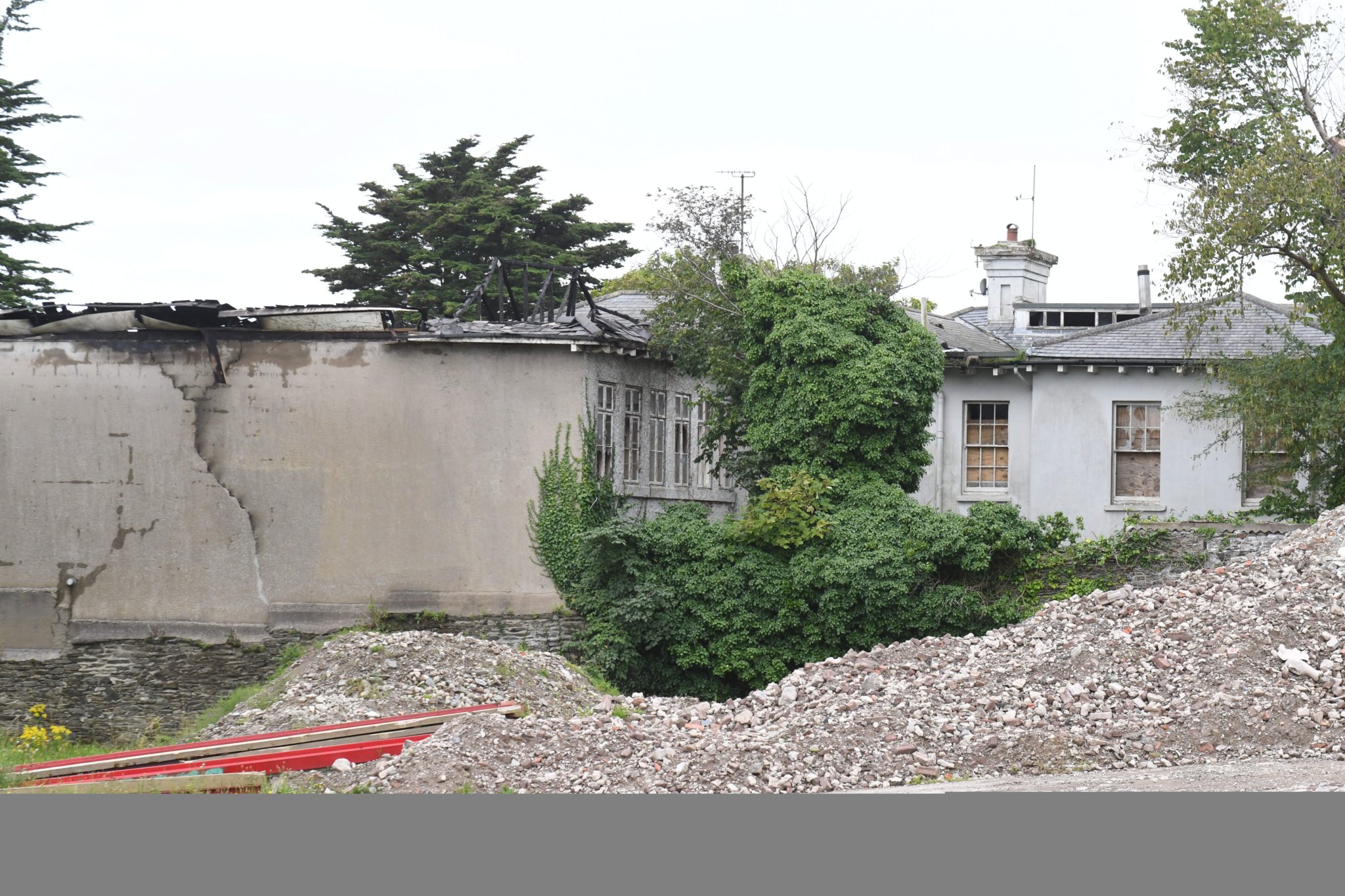 The scene following a fire at Africa House on Woodbourne Road in Douglas -