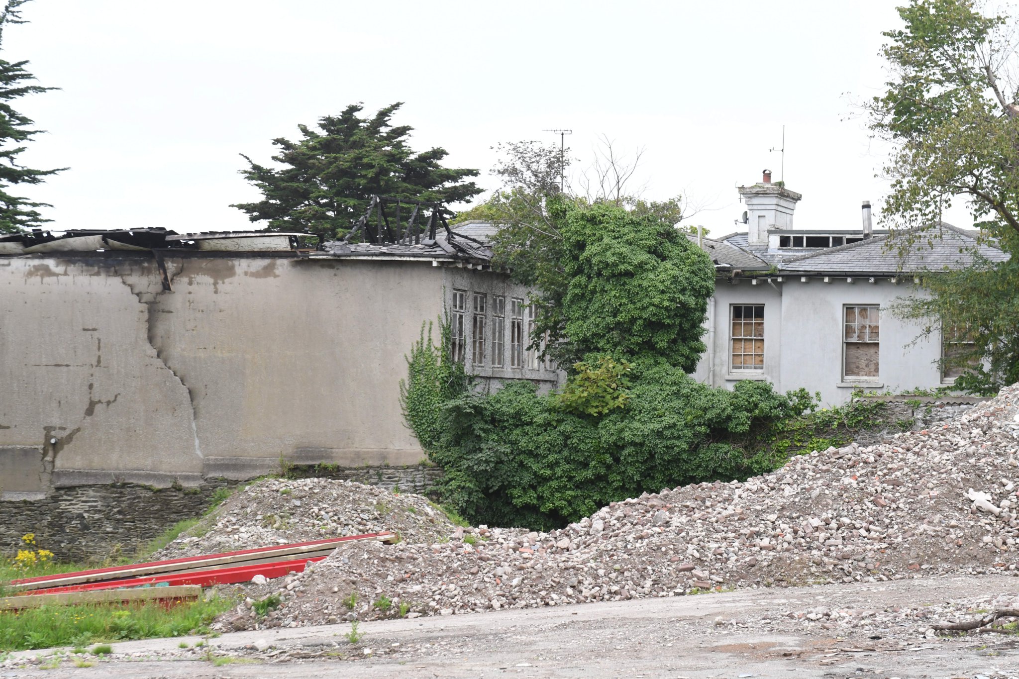 The scene following a fire at Africa House on Woodbourne Road in Douglas -