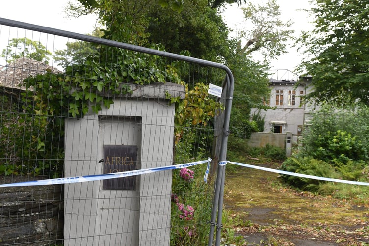 The scene following a fire at Africa House on Woodbourne Road in Douglas -