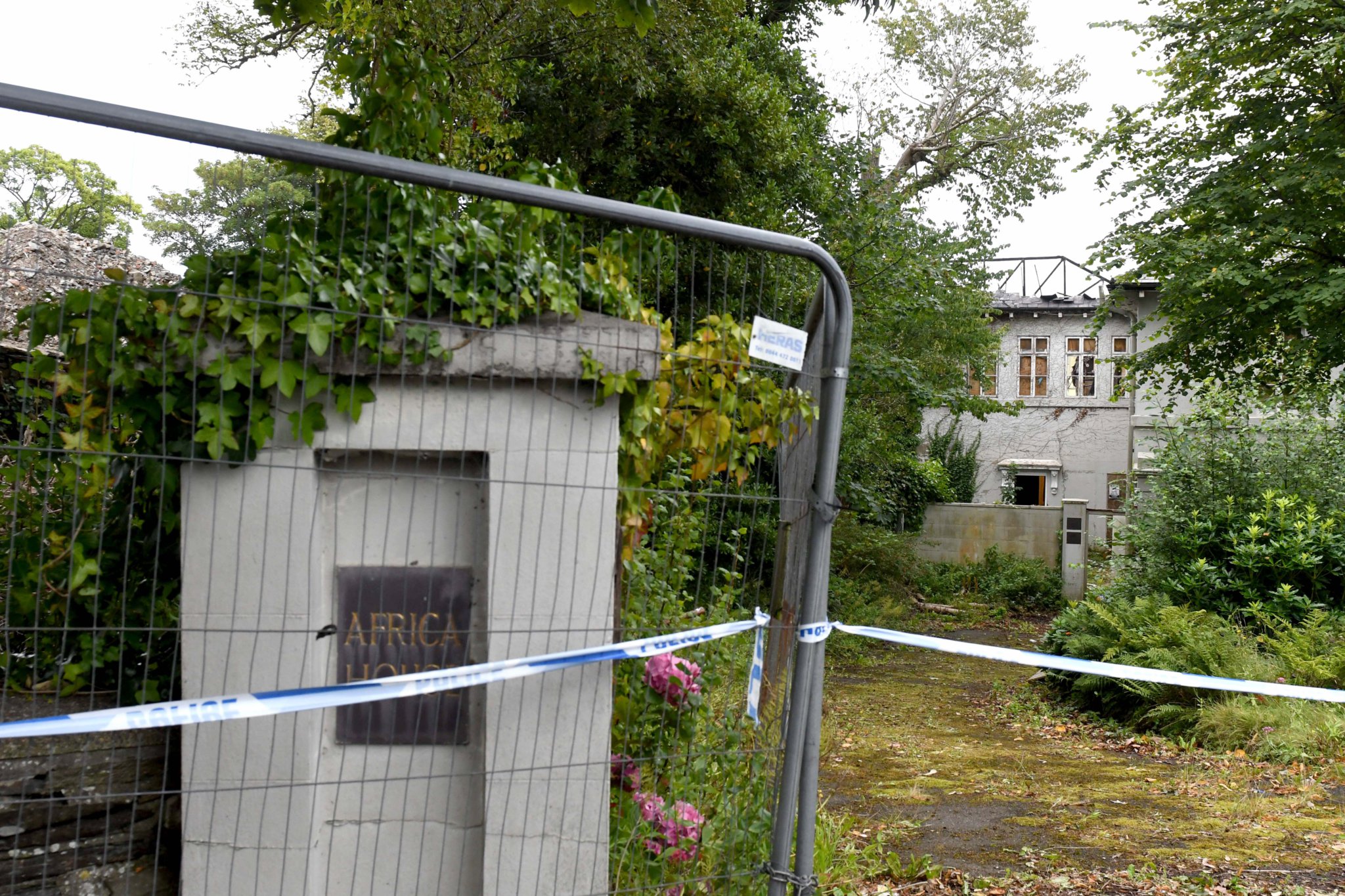 The scene following a fire at Africa House on Woodbourne Road in Douglas -