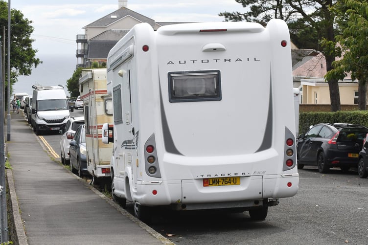 Camper vans and motorhomes parked in Onchan