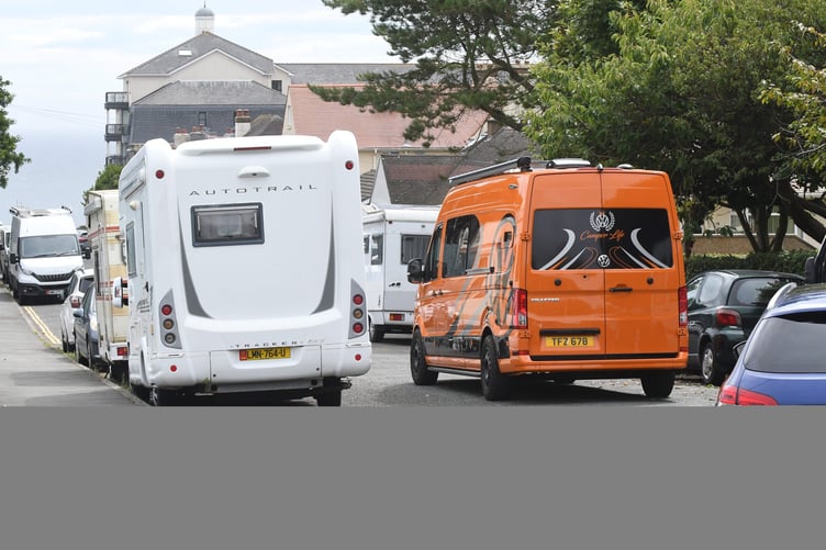 Camper vans and motorhomes parked in Onchan