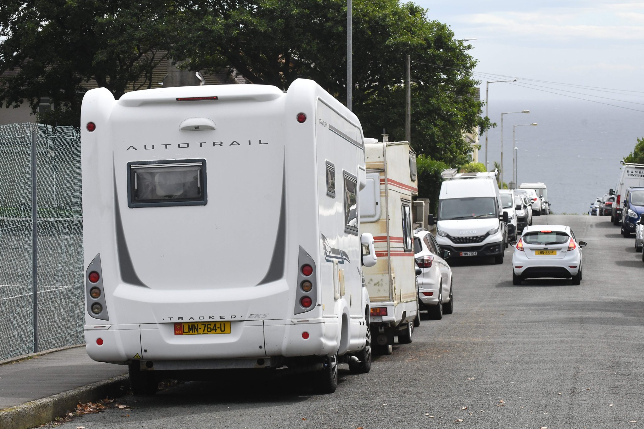 Camper vans and motorhomes parked in Onchan