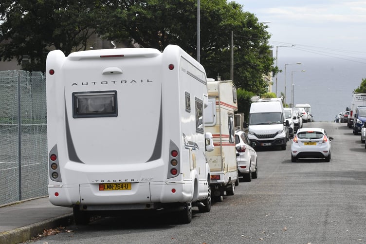 Camper vans and motorhomes parked in Onchan