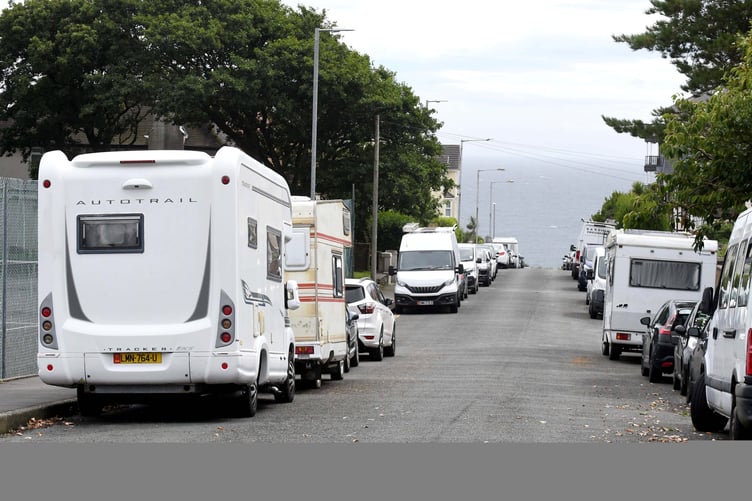 Camper vans and motorhomes parked in Onchan