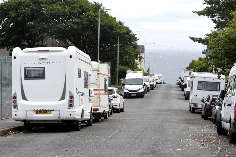 Camper vans and motorhomes parked in Onchan