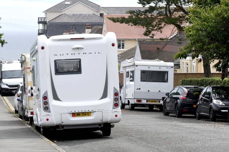 Camper vans and motorhomes parked in Onchan