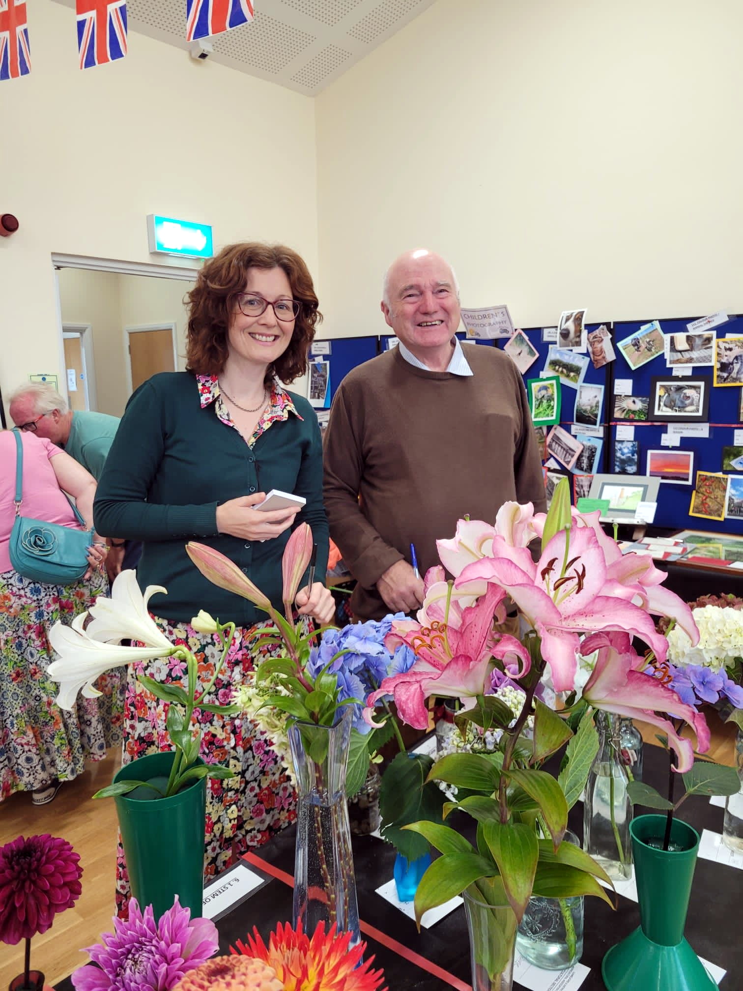 Garden flowers and vegetable judge Charles Kestell and his daughter Rachel