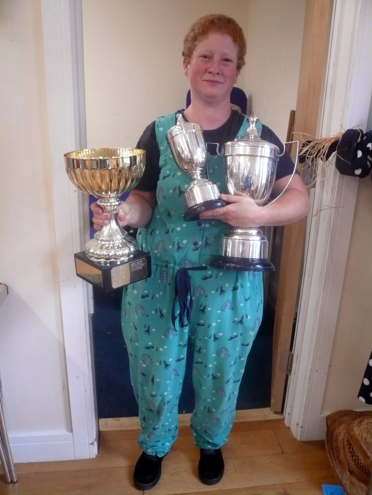 Becky Payne with her trophies for Most Points in the Show