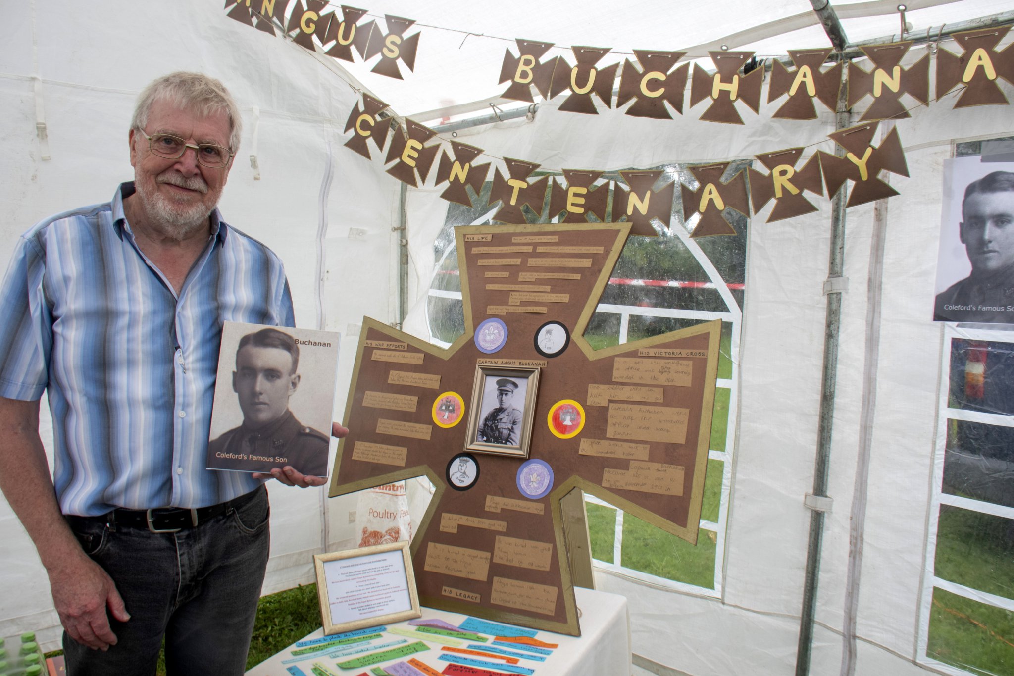 Recreation Ground secretary Clive Hooper wrote a biography of Angus Buchanan for the centenary. He is pictured in front of a display explaining the VC’s life made by Sling and Clearwell Scouts.
