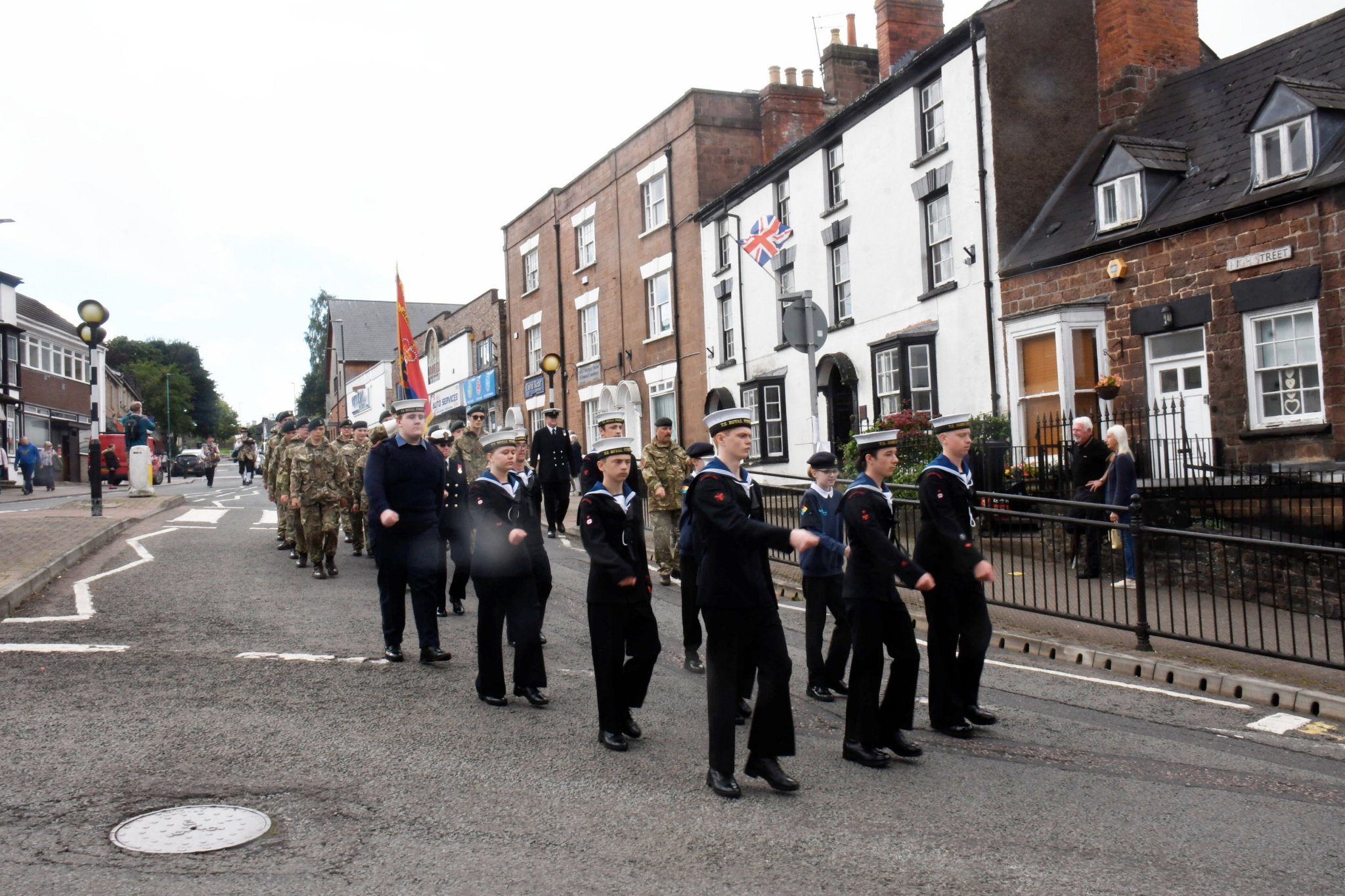 Forest Sea Cadets and army cadets from Lydney march through Coleford town centre