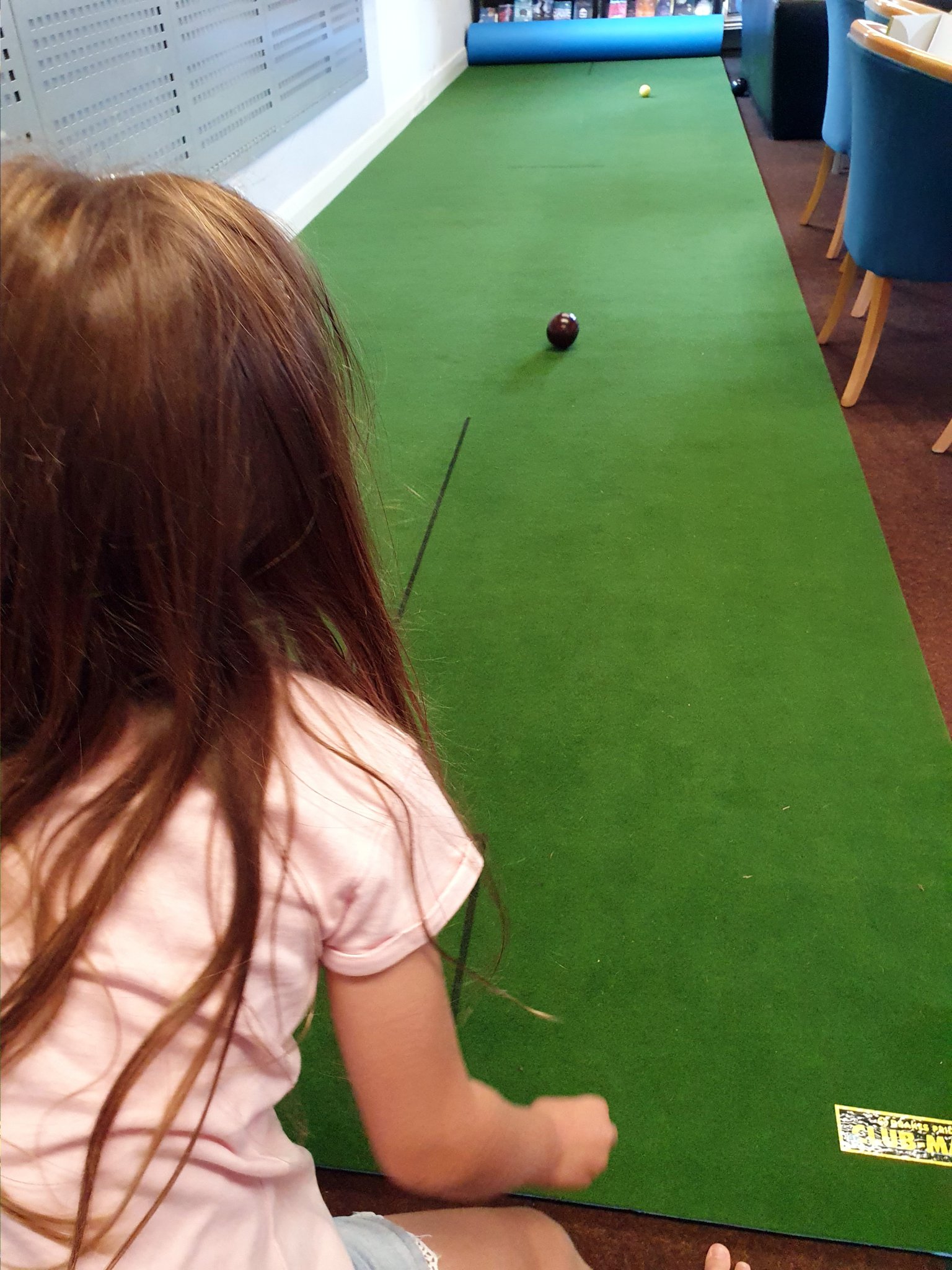 Carpet bowls at during the Crediton Library Summer Reading Challenge.