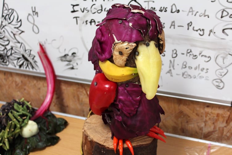Tom Macleod’s fruit and vegetable parrot. SR 8667