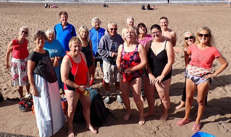 A training session for the Minehead Polar Bears and Minehead Mermaids charity swim.