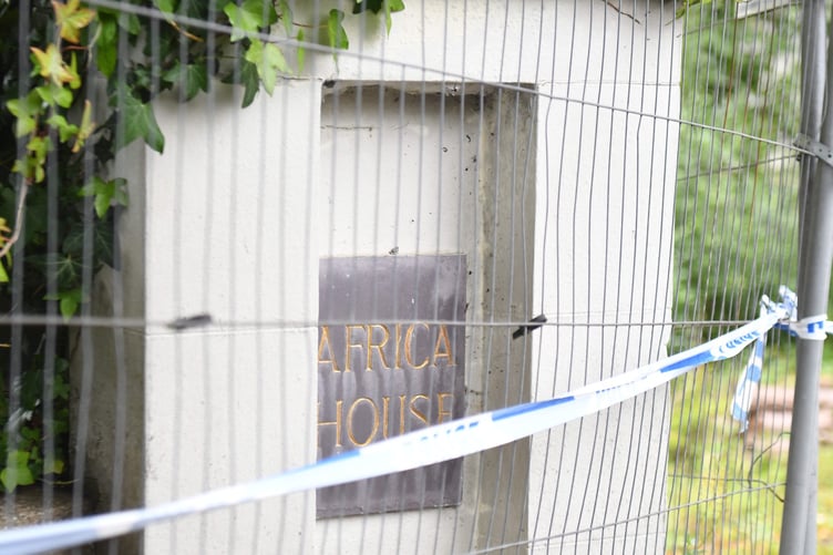 The scene following a fire at Africa House on Woodbourne Road in Douglas -