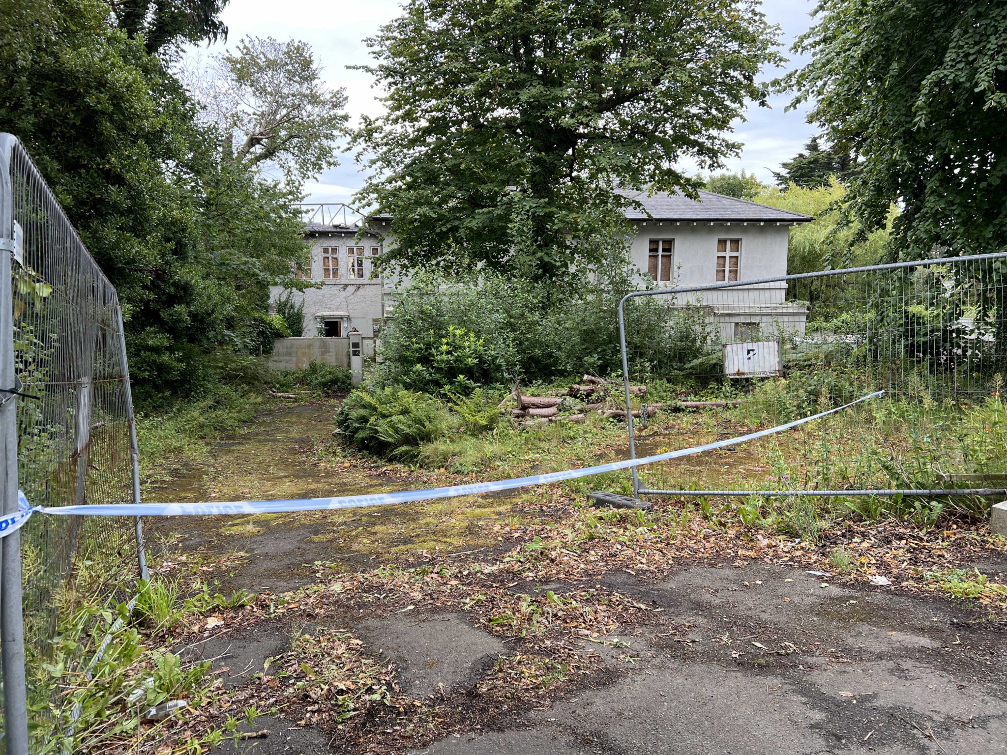 The scene following a fire at Africa House on Woodbourne Road in Douglas -