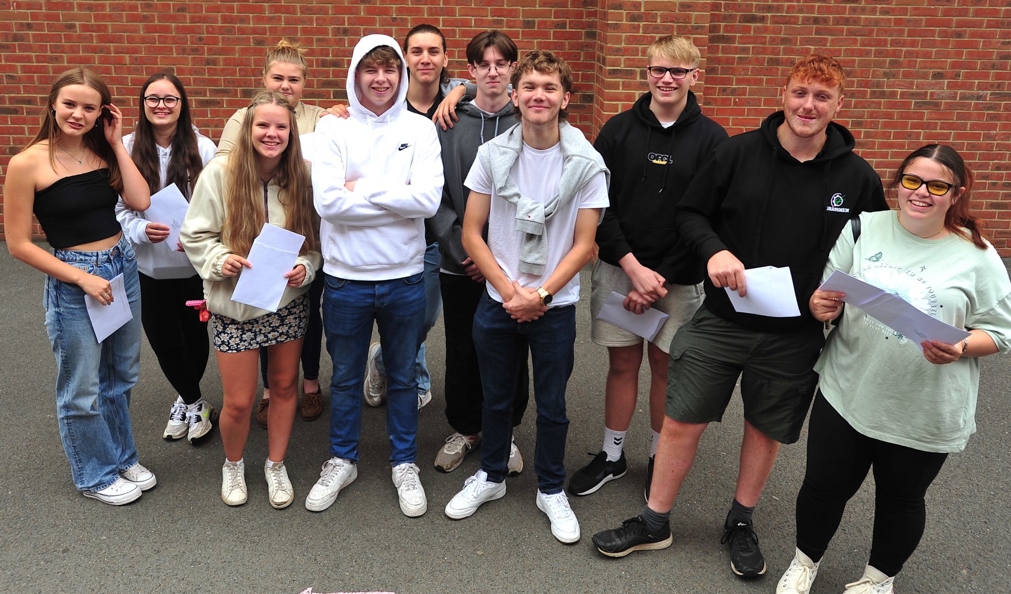 A-Level results at KIngsteignton’s Teign School. A selection of students happy with their results.