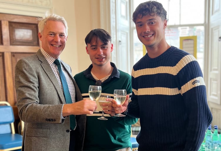 Smiles all around as this year's cohort of A-Level candidates at Stover School report they have bucked the national trend with the best publicly examined results the school has seen for over a decade. Picture: Stover School (17-8-23)