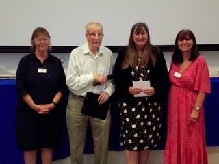 Guest of honour Cllr Mandy Chilcott (second from right) with Minehead Flower and Produce Show officers (left to right) chairman Anne Lawton, president Geoff Fuller, and secretary Penny Brown.