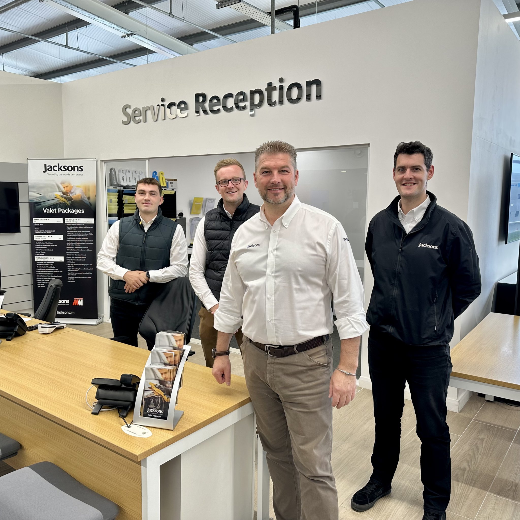 Jacksons - left to right: George Bibby, service advisor; Dan Bougourd, service advisor; Sean Coates, aftersales manager; David Lyons, service advisor