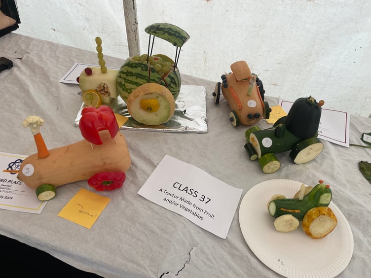 A tractor made from vegetables was one of the YFC classes. AQ 3966