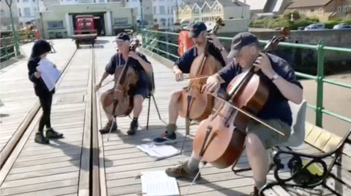 The trio performing on Queen’s Pier on Tuesday