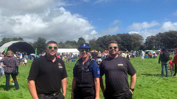 Liskeard Neighbourhood Team and Liskeard Community Fire Station enjoying the sunshine and music. Picture: Liskeard Police