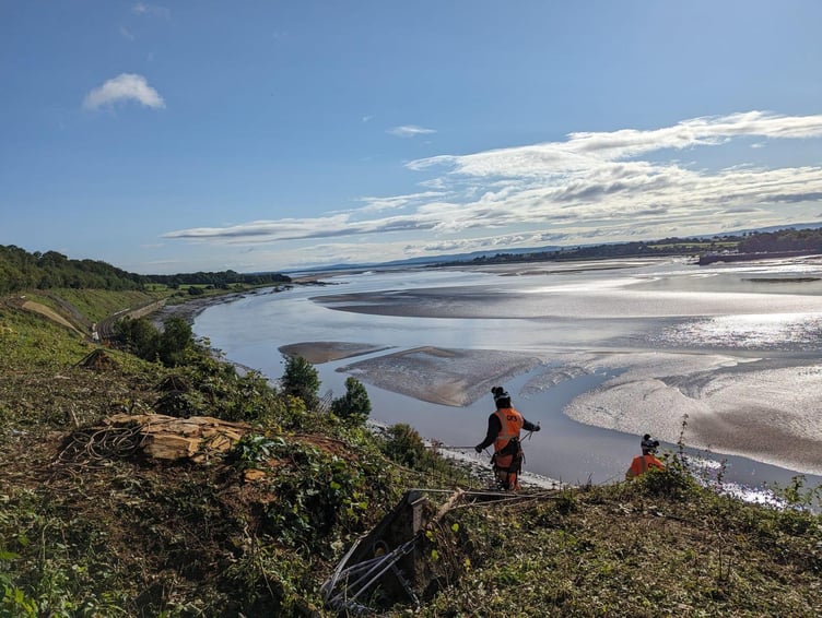 Ropes access teams enjoy beautiful views of the Severn Estuary