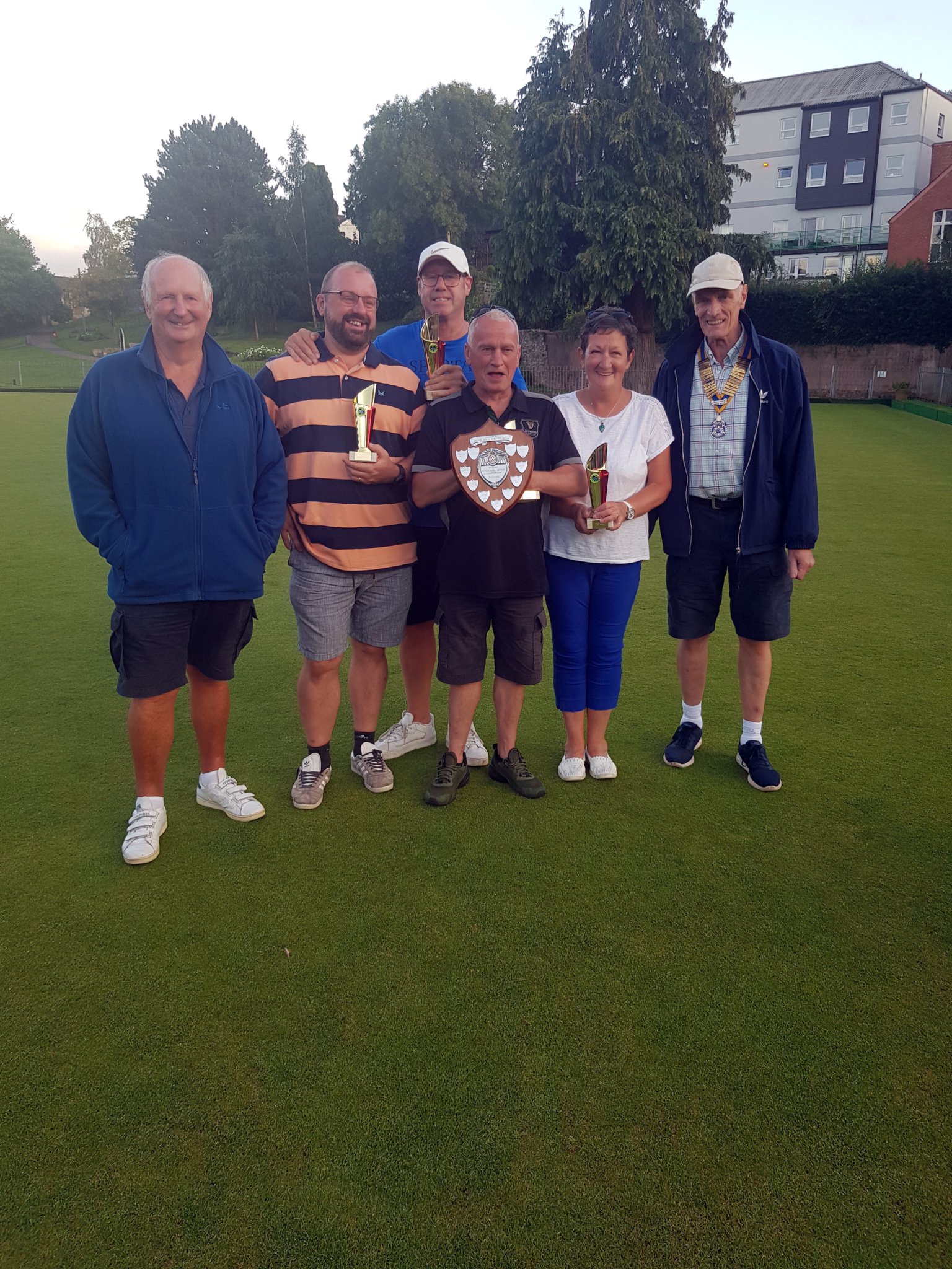 The winning team from RJ Tyres with their trophies (shown with their captain Richard Jones). Photos: Sheila Ralph