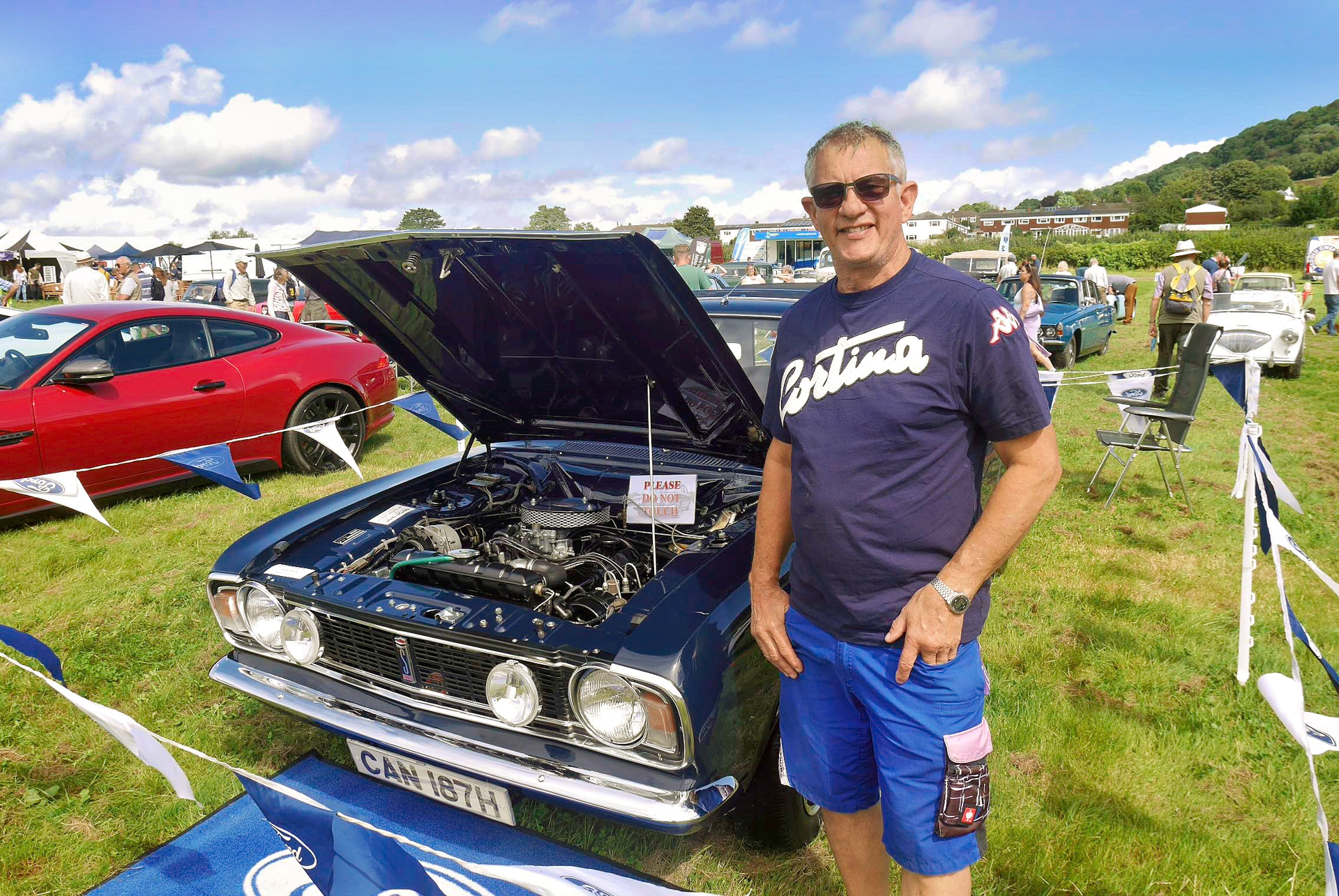 Rob Sargeant with his Savage V6 Cortina Mk II in the event’s classic car show