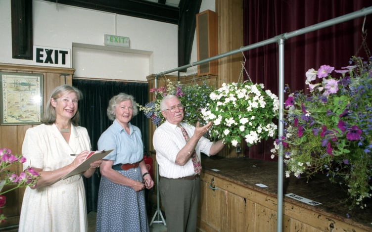 Hanging baskets provide a splash of colour at the 1994 summer show