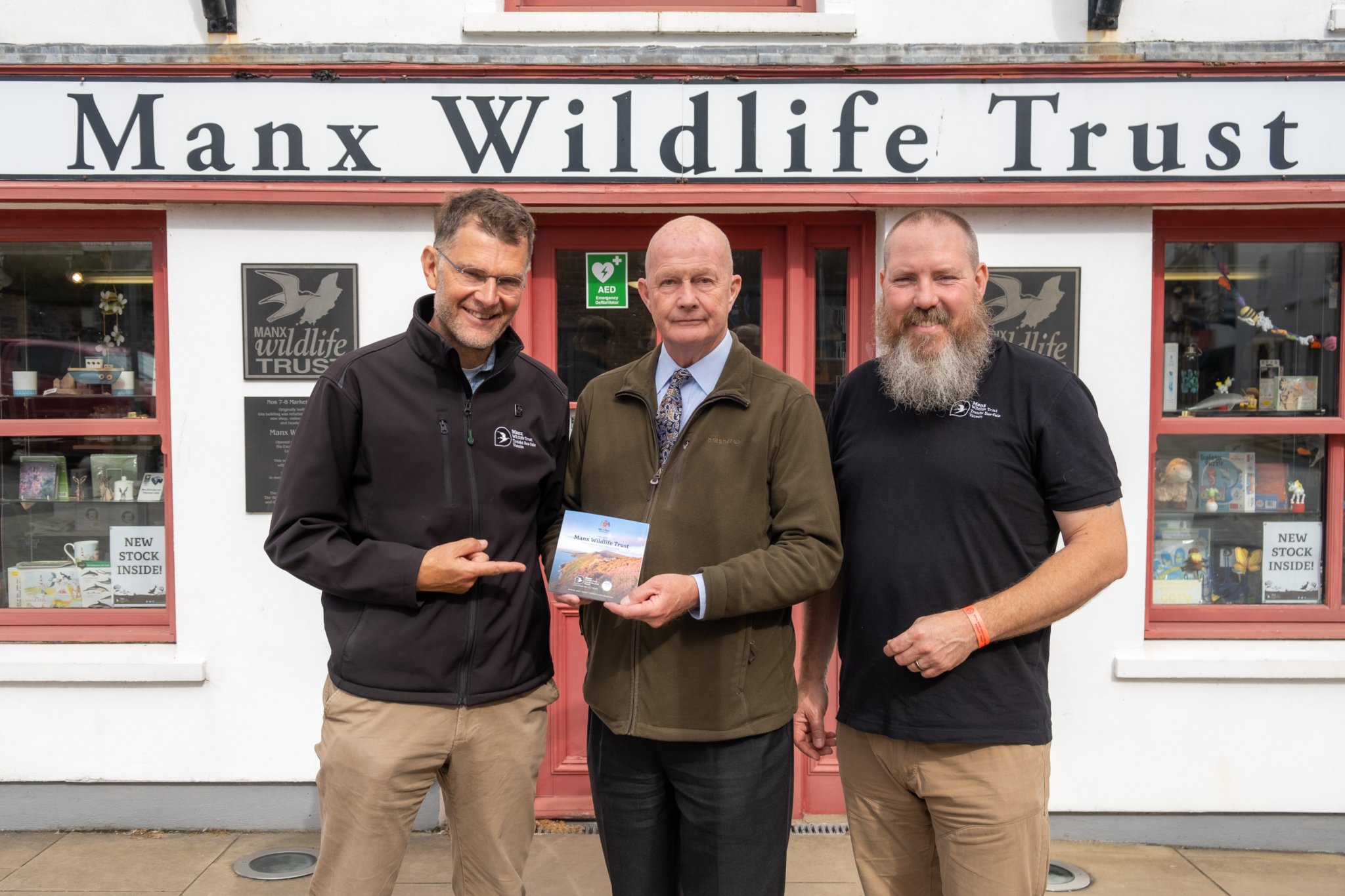 Bill Henderson MHK with Leigh Morris and Graham Makepeace-Warne from Manx Wildlife Trust