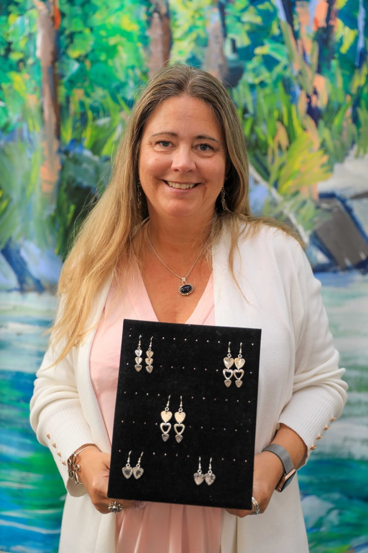Susanne Ekdahl with her jewellery at the Isle of Man Art Festival held at Quayle's Hall. Photo by Callum Staley (CJS Photography)