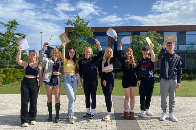 Students celebrate their GCSE results at Oakmoor School in Bordon